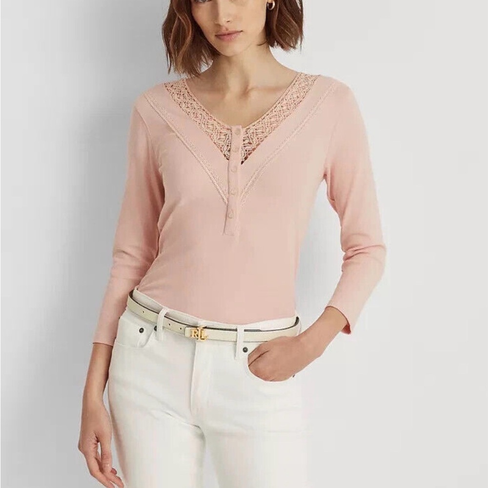 Lot of 3 Lauren Ralph Lauren Lace-Trim Henley Tops XL - Picture 11 of 11